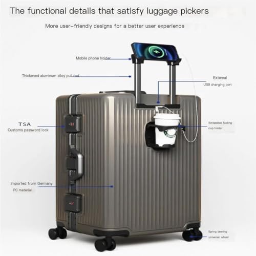 Suitcase Multifunctional Sports Trolley Case 28-inch Universal Wheel Suitcase Password Aluminum Frame Suitcase Suitcase Tags(Pink,28in)3