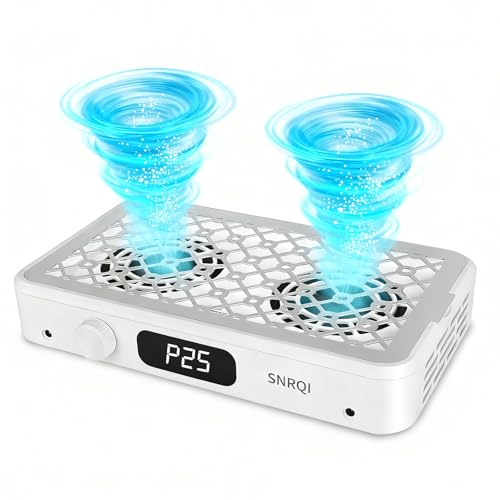 Eirolace Aspirador Profesional de Polvo para Uñas, Aspirador de uñas 7000 RPM, Extractor de Polvo de Uñas Potente Doble succión de 120W con Filtro, Velocidad Regulable Aspirador Manicura para uñas