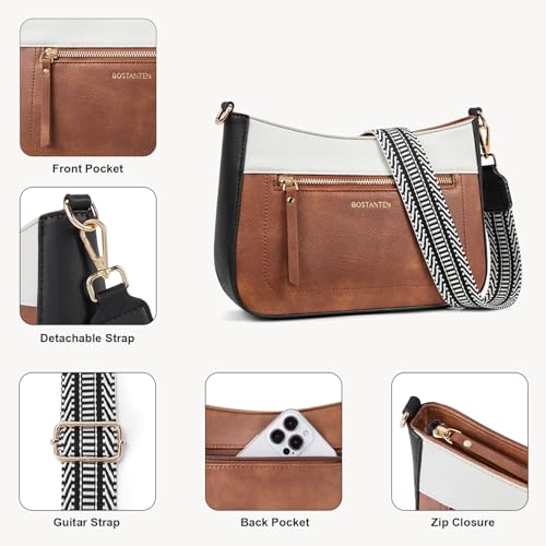 Image of BOSTANTEN Crossbody Purses for Women Medium Shoulder Bag Quilted Handbags with Zipper Pocket