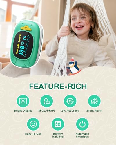 Image of HOLFENRY JKS50A Pulse Oximeter-Oxygen Monitor Fingertip Pulse Oximeter Fingertip, Large OLED Display, Included AAA Battery & Lanyard