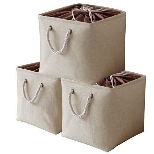 Yawinhe 3 PCS Cajas de almacenaje, Cajas de Almacenaje de Tela, Cajas de Almacenamiento Plegables, Organizador para Juguetes, Libros, Ropa
