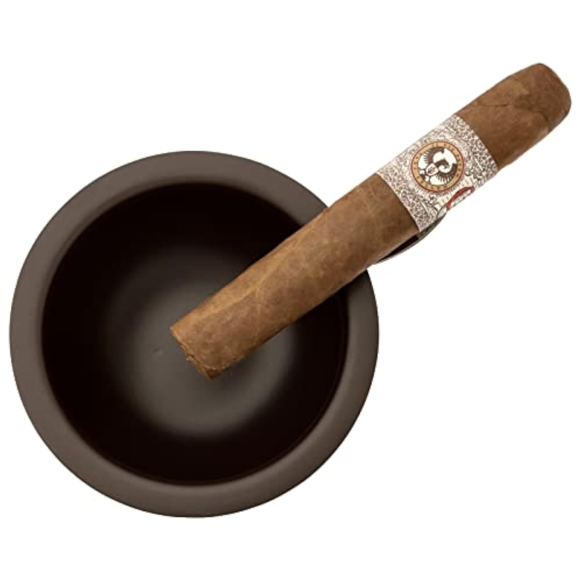 Personal Size Round Cigar Ashtray, Brown