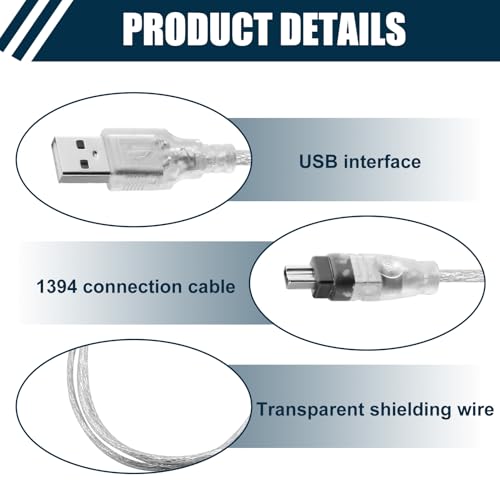 Firewire to USB Adapter Cable IEEE 1394 4 Pin to USB 2.0 Male Firewire Cable Converter iLink thunderbolt Adapter Cord Compatible with Sony DCR-TRV75E DV Mini DV D8 Digital Video Cameras,1.5M - Image 5
