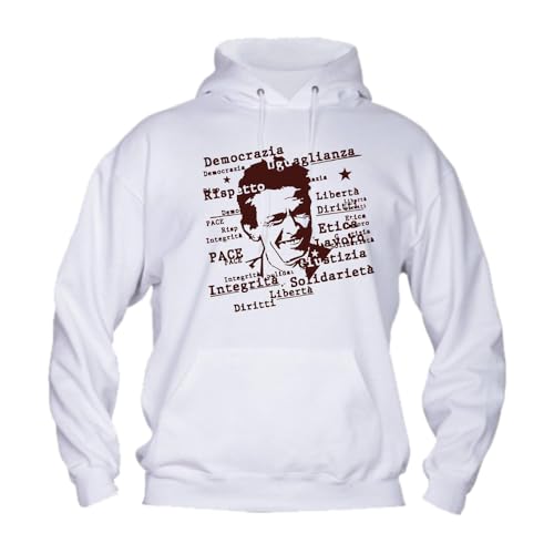 M-Italy Felpa con Cappuccio Uomo & BAMBIN - BERLINGUER TVB - Super vestibilità Top qualità (IT, Testo, 4XS, Regular, Regular, Bianco)