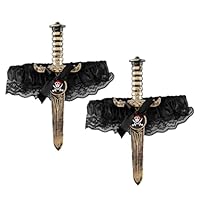 QITHGYD 2 Stück Halloween Strumpfband, Piraten Kostüm Frauen, Halloween Kostüm Frauen, Pirat Dolch Beinstrumpfband, für Cosplay, Halloween Party, Piraten-Themenveranstaltungen, Schwarz, Einheitsgröße