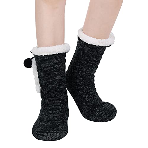Image of Chassic Sherpa Lined Slipper Socks for Women, Non-Slip Cozy Winter House Socks, Soft Fuzzy Socks, Gifts for Women & Ladies Stocking Stuffers