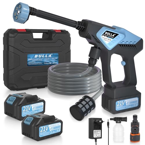 Hidrolimpiadora de Alta Presión a Batería 4000mAh x2, Portátil Pistola de Agua a Presión para Coche, Hogar y Jardín – Conexión Directa a Grifo, Limpieza Eficaz