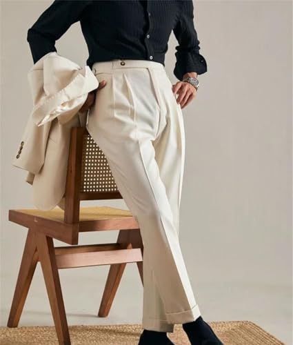 Men Suit Pants Straight Slim Fit Trousers Korean Style Formal Office Wear Spring Summer Clothing2