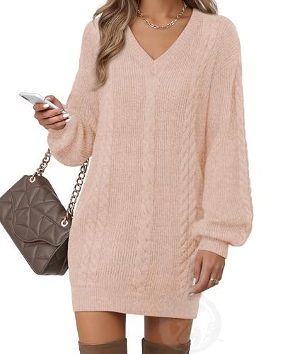 VAFOLY Women's Loose Cable Lantern Sleeve Off...