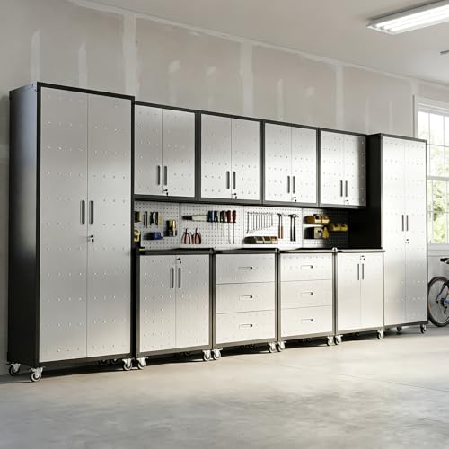 Image of 10-Piece Heavy Duty Steel Garage Cabinet System