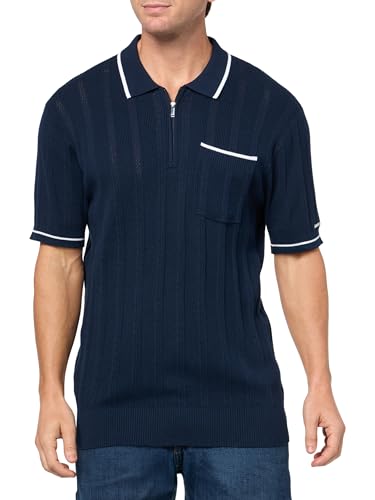 KARL LAGERFELD Men's 1/4 Zip Ribbed Fitted Collared Sweater