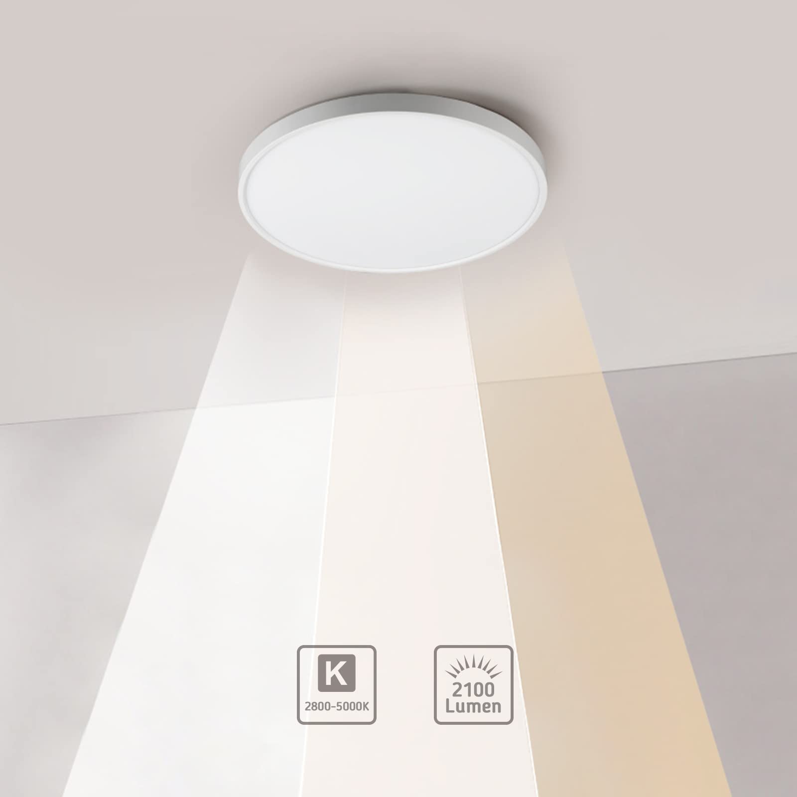 UBRAVOO Plafoniera LED, Lampada da Soffitto 24W Bianco 2800-5000K Moderna Regolabile Tonda Pannello LED Luce Plafoniere per Bagno, Cucina, Soggiorno, Camera, Corridoio, Ufficio