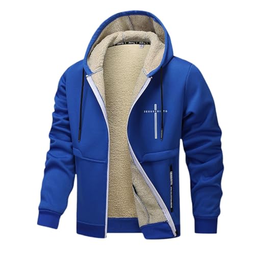 Generisch Chaqueta de forro polar para hombre como chaqueta cálida de invierno con comodidad suave en climas fríos, ideal para actividades al aire libre, azul, XXL