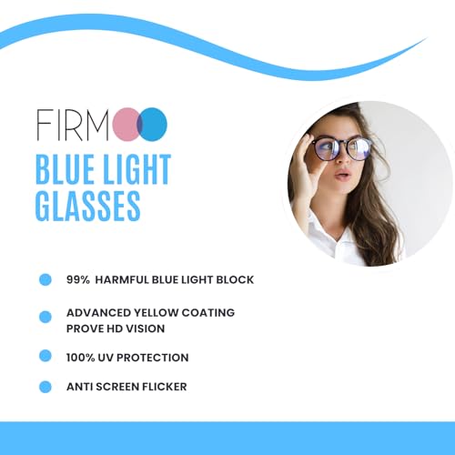 Image of Firmoo Blue Light Glasses for Women Men, Reading Glasses 0.0x-3.0x, Ultra Light Square Frame, Premium TR90 & Metal Blend
