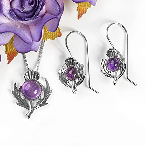 Bijoux argent 925 anti-allergie chardon écossais améthyste - 6