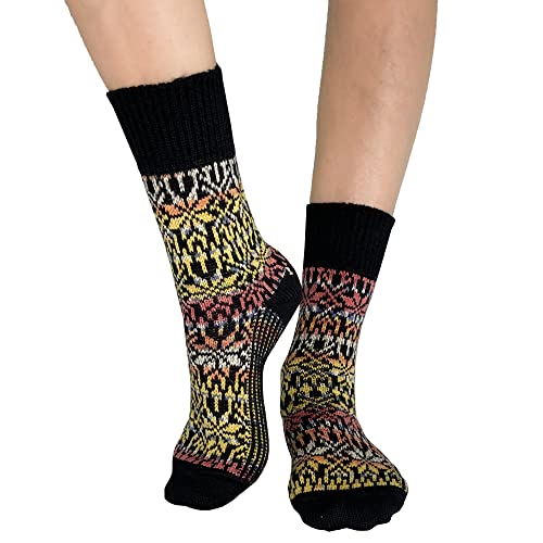 Wool Boot Socks: Organic Virgin Wool Socks with Pattern for Women and Men, Sizes 6-13.54