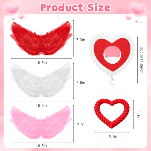 Disfraz para perro Día de San Valentín con alas y accesorios 13.8 in miniatura 3