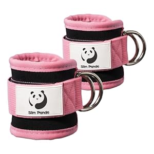 Slim Panda Ankle Strap for Cable Machine,Ankle Cuff for Kickbacks, Booty Hip Abductors,Glute Workouts, Leg Extensions, Curls for Men and Women, Adjustable with Double D-Rings