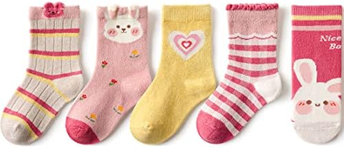 Bunny Baby Toddler Socks Cotton, 5 Pairs 1-3 Years Boys Girls Cartoon Cute Ankle Socks