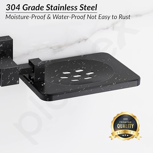 Image of Plantex 304 Grade Stainless Steel Double Soap Holder Stand for Bathroom and Wash Basin /Bathroom Accessories - Splash (Black)