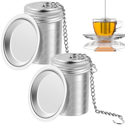 2Pcs Tea Infuser Strainers for Loose Tea, 304 Stainless Steel Tea Filter Strainer with Chain Hook Fine Mesh Tea Infuser Steeper, Extra Fine Mesh Tea Steeper Basket Infusers for Teapot, Mug, Cup