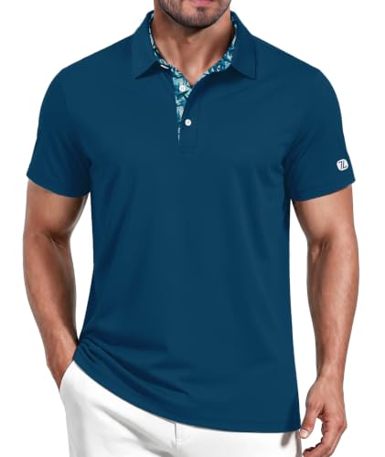 Image of ZITY Golf Shirts for Men Short Sleeve Moisture Wicking Solid Performance Designed Print Collared Casual Polo Shirt