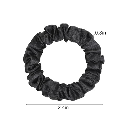 Image of 40 pcs Satin Hair Scrunchies for Women, Softer than Silk Scrunchies Black Satin Hair Ties Both for Thick and Thin Hair Ponytail Holders, No Damage No Crease Hair Ties Accessories for Girls