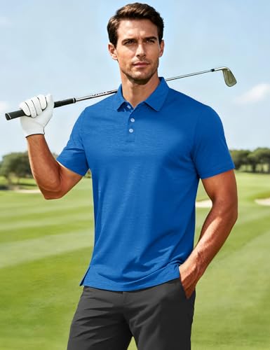 Image of MAGCOMSEN Men's Short-Sleeve Polo,Golf Shirts for Men 3-Button Moisture Wicking,Athletic Casual Collared T-Shirt