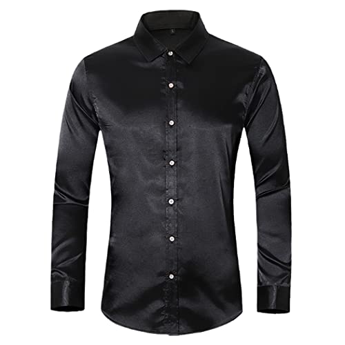 Chemise en satin bleu homme coupe ajustée vêtement de fête et mariage chic taille M