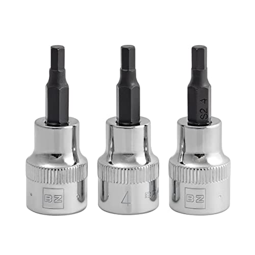 Image of BRAZEN 4mm Hex Bit Socket /Allen Driver Three Pack (3 /8 inch Drive, Short)