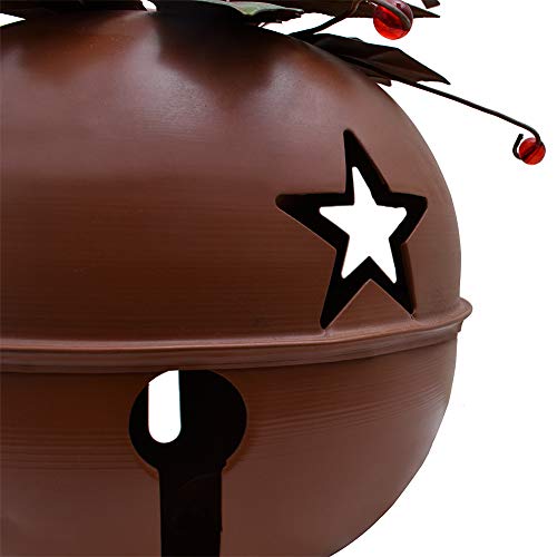 Rustic Metal Jingle Bell Decoration Cut Out Star Decorative Jingle Bells Christmas Tree Ornament Xmas Holiday Decor Rustic Red (XL)