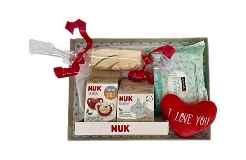 Canastilla Bebé Recién Nacido, Cesta Regalo Unisex con Productos de Maternidad, Set para Nacimiento y Baby Shower, Incluye accesorios bebe, Tarjeta Personalizable