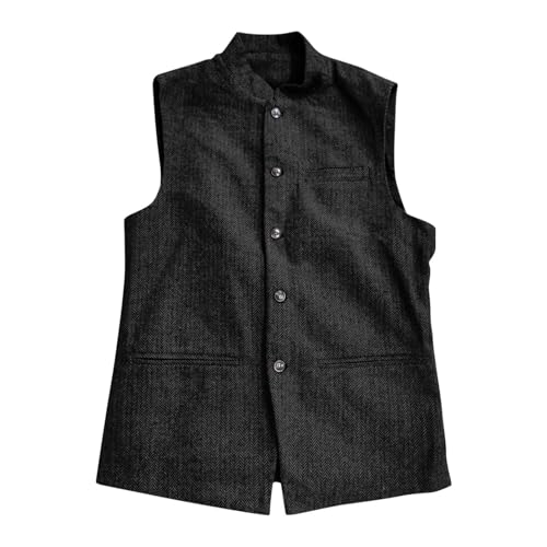 Mens Herringbone Vests Suit Business Wool Tweed Stand Collar Waistcoats Slim Fit Tuxedo Formal Wedding Prom Vest2
