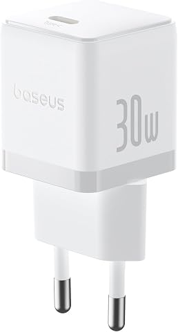 Baseus 30W Hızlı Şarj Cihazı, Palm 1C USB-C Duvar Adaptörü, BCT Soğutma Teknolojisi ve Akıllı Çip Koruması, Kompakt Şarj Başlığı, Samsung ve iPhone Uyumlu, Beyaz