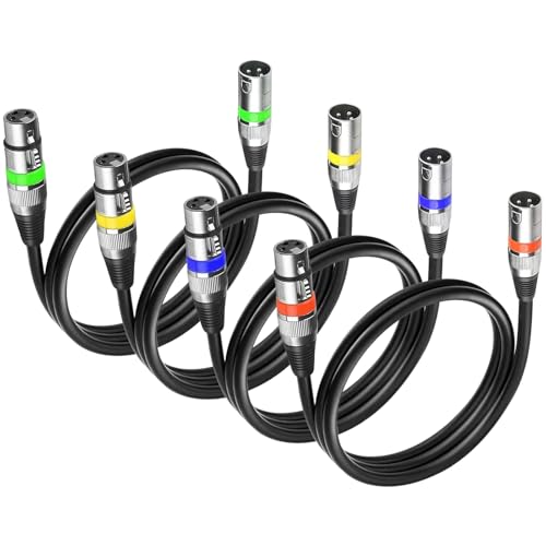 4Pack Dmx Kabel 1m 3 Pin Dmx Cable XLR Kabel, Mikrofonkabel XLR Stecker auf Busche