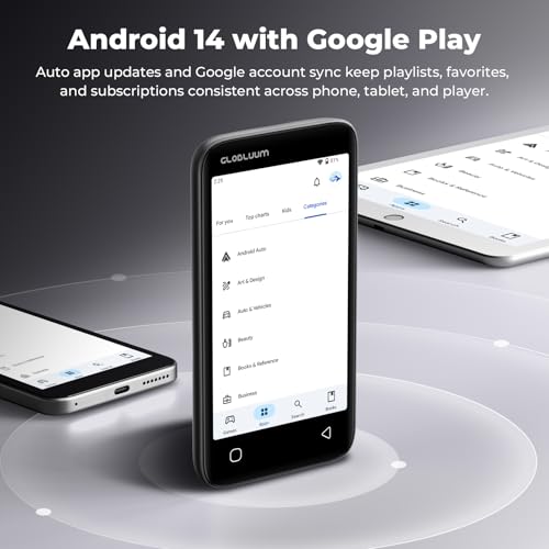 160GB MP3 Player with Bluetooth 5.0 and WiFi, Music Player with Spotify, Audible, Pandora, Libby, Spotify Kids, 4" Touchscreen Android MP4 Player with HiFi Sound (Glossy Black) by Globluum - Image 6