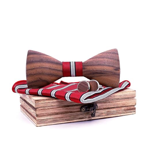 Set de corbata negra, pañuelo y gemelos para hombre miniatura 1