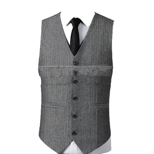 Men's Tweed Herringbone 3 Piece Suit Wedding Prom Tuxedo Peak Lapel Slim Fit Blazer Vest Pants Comfortable Set4