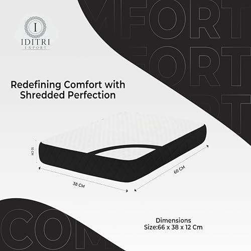 Image of Memory Foam Pillow Set of 2, 66x38x12 cm Shredded Orthopedic Support for Neck Pain Relief, White /Black Jacquard Cover with Zipper, Aligned Spine Bedding for Side