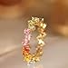 Coloful Rectangular Zircon Rings For Women | Luxury Crystal Zircon Open Adjustable Finger Ring Fashion Wedding Party Jewelry |18K Gold Eternity Rainbow Ring for Women | 18K Gold-Plated Emerald-Cut Rainbow Multi-Color Created-Gemstone Eternity Ring | Adjustable Band Ring for Women (Multi Color, 6)