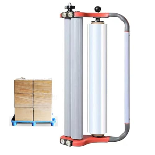 HMWOKPOT Manual Pallet Wrapper Tool Set, Industrial Strength Stretch Film Dispenser Handheld Film Winding Machine for Food Packaging in Supermarket
