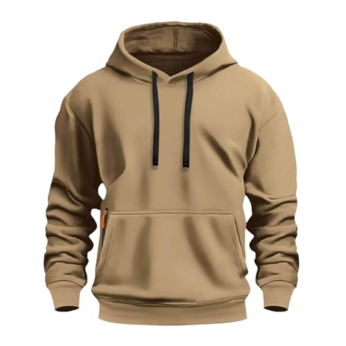Mens Tactical Sweatshirt Fleece Lined Drawstring Casual Vintage Relaxed Hoodie Long Sleeve Solid Color Hooded Pullover2