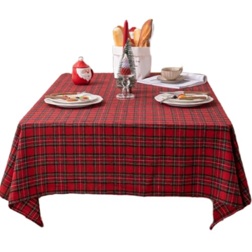 Dianzan Vintage Weihnachtstischdecke Rot & Grün Gingham...