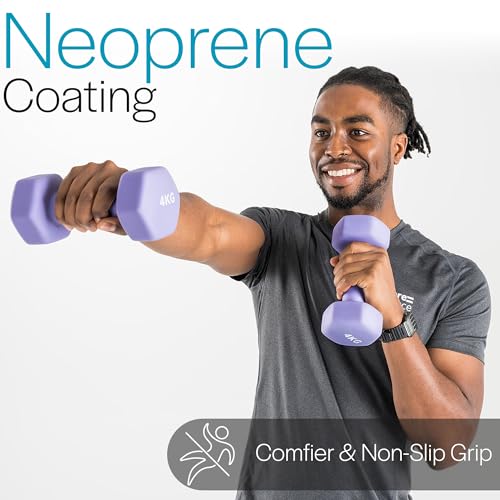 Core Balance Dumbbell Pair Hex Weight Neoprene Coated Cast Iron Strength Training (2 x 1kg, 2kg, 3kg, 4kg, 5kg, 6kg, 7kg, 8kg, or 10kg) - Image 4