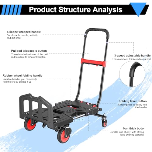 Carretilla plegable con capacidad 150kg y 4 ruedas miniatura 6