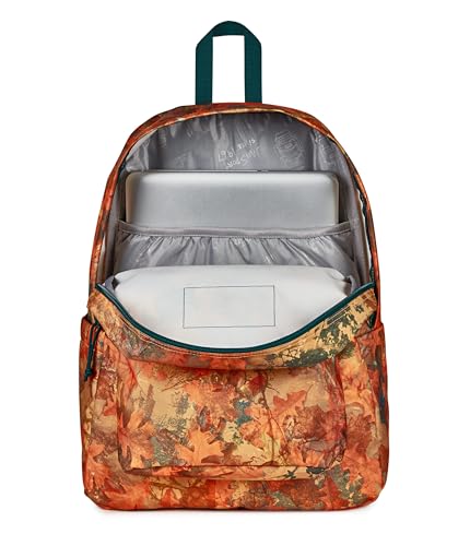 Image of JanSport SuperBreak Plus Backpack with Padded 15-inch Laptop Sleeve and Integrated Bottle Pocket - Spacious and Durable Daypack for Work and Travel, Bogcore Camo Orange /Rust /Teal