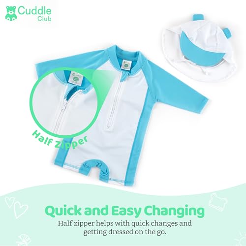 image for Cuddle Club UPF 50+ Long-Sleeve Baby Swimsuit, Sun Protection Sunsuit 