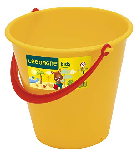 Leborgne, Seau plastique pour enfant, Outil de jardin 2,5 L, Couleur aléatoire (Jaune ou Rouge), Idéal pour les petits jardiniers en herbe, léger et...