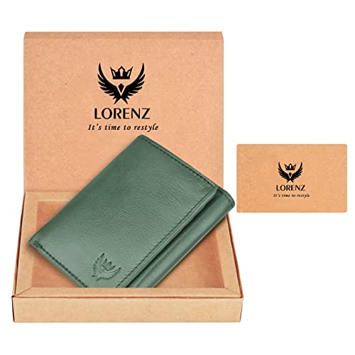 Image of LORENZ Trifold Closure Forest Green RFID Blocking Leather Wallet for Men with ID Slot | Soft Nappa Top Grain Men's Leather Wallet | GL-15