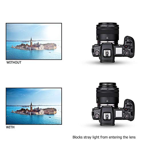 Image of JJC Metal Screw-in Lens Hood Shade, Compatible with Canon RF 35mm f1.8 Macro IS STM Lens, EW52 Replacement